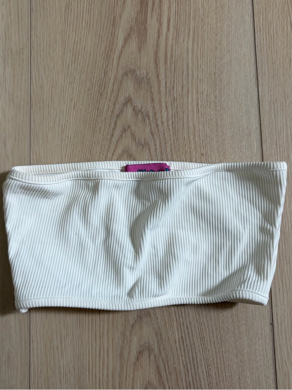 Edikted White Ribbed Strapless Crop Top